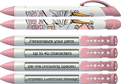Cenagem de caneta de caneta personalizada - é uma menina de chuveiro de cake -stork favor/anúncio de nascimento