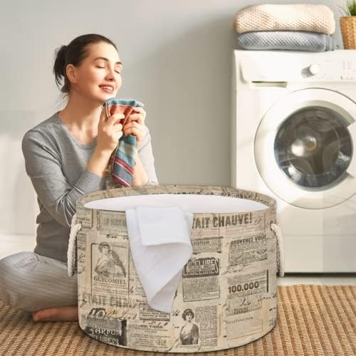 Jornal de Paris Grandes cestas redondas para cestas de lavanderia de armazenamento com alças
