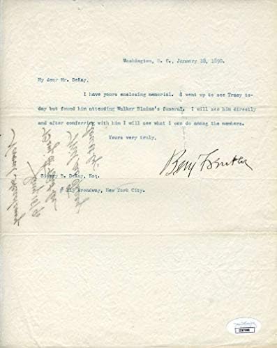 General Benjamin Butler JSA CoA assinou a Hand Sinalizou Guerra Civil 1890 Autograf