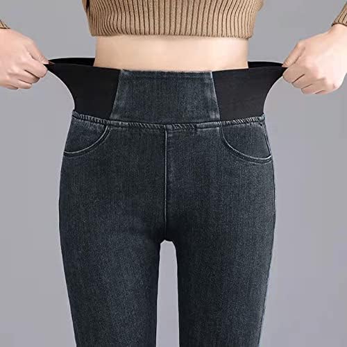 Jeans de cintura alta da cintura alta do feminino