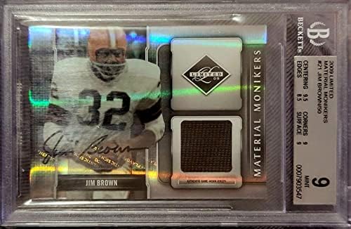 Jim Brown 2005 Leaf Material Limited Monikers 50 Game Automático Patch de Jersey BGS - NFL Autografed Game