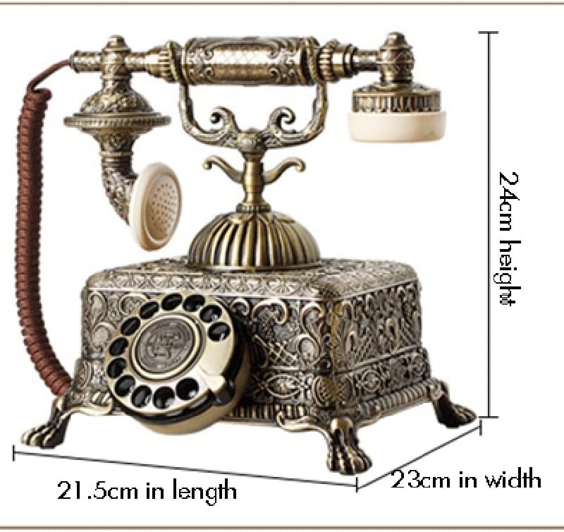 Houkai Metal Vintage Antigo Telefone antiquado Telefone fixo com mostrador rotativo para decoração