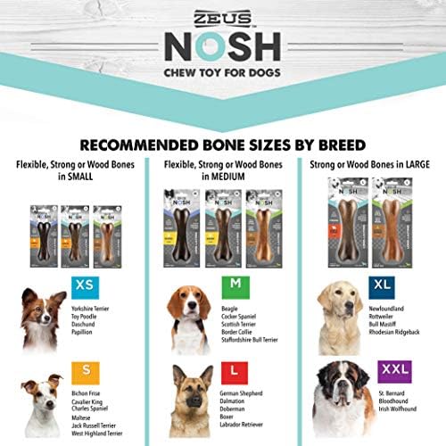 Zeus Nosh Flexible Dog Chew Bones, Toys de mastigar cachorros para filhotes de dentição, sabor duradouro de