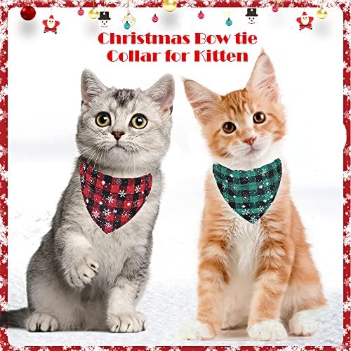 Collaras de gato de Natal Breakaway fofo com colar de gato ajustável Bell Santa 2 Pack com bandana