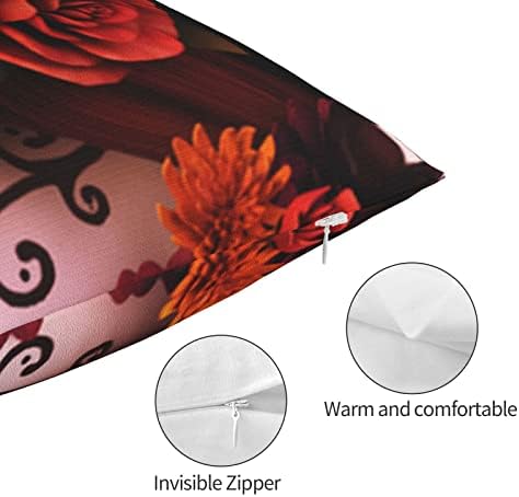 Travesseiro de cama Protetor com zíper-de-pecão de açúcar-roses-halloween capa de barra de travesseiro 20x30 polegadas