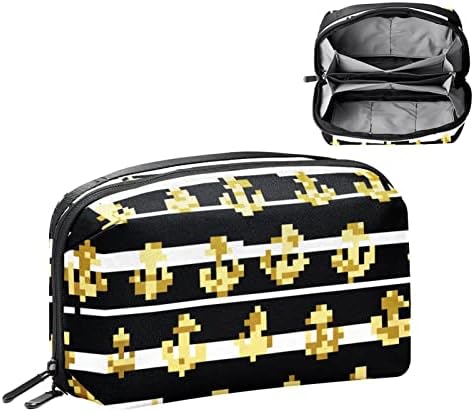 Black & White Triangle Wave Stripe Makeup Bag Zipper Pouch Travel Organizador cosmético para mulheres
