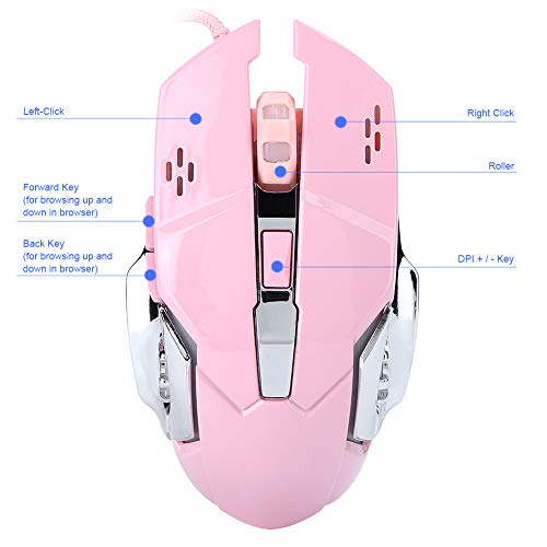 Soopow Wired Gaming Mouse Gaming Mouse para meninas jogo ergonômico USB Camundongos de computador 6