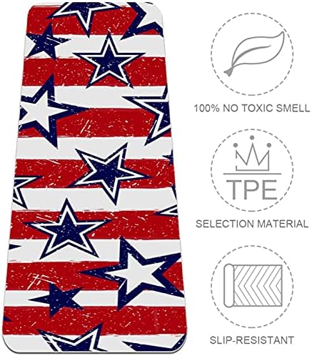 Blue Star Red White Stripes USA Flag premium grossa de ioga MAT ecológico Saúde e fitness non Slip Tapete para