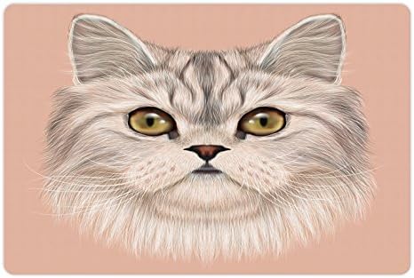 Tapete de estimação de gato lunarable para comida e água, retrato de gato persa doméstico com whishers
