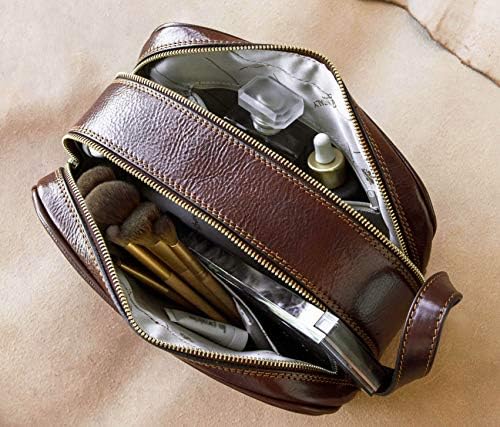 Time Resistance Leather Bolsa de cosméticos higiene pessoal italiano DOPP elegante kit