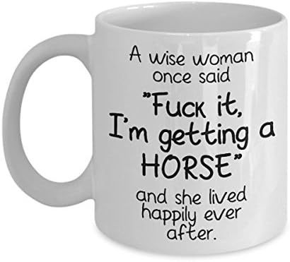 Caneca de café branco para amante do proprietário de cavalos com engraçado dizendo que uma mulher