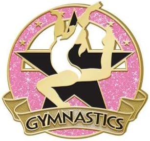 Crown Awards Glitter Gymnastics Pin - Pinos de ginástica rosa -estrela