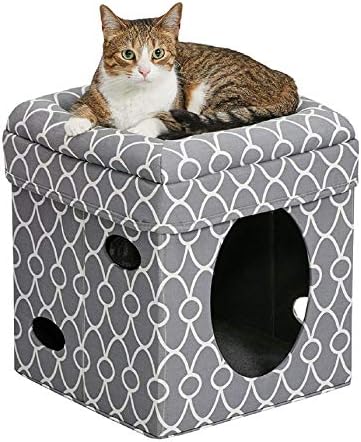 Davosc Curioso Cubo de Cato, Casa de Cat/Condomínio Cat Faux Camurça Cubo Cabeça Coscada Aconchegosa