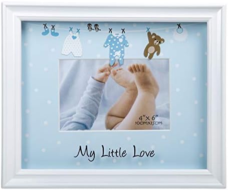 Truu design fofo de moldura de bebê branco, 4 x 6 polegadas, azul claro