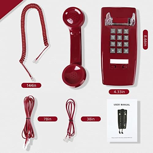 Telefone de parede retrô, telefones de parede vintage Sentno para telefone fixo com toque mecânico alto, telefone