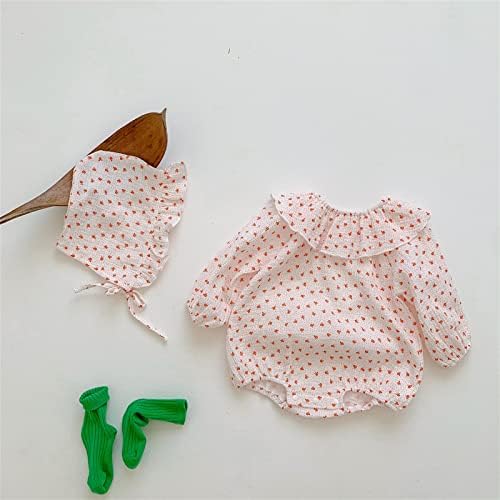 Xbgqasu recém -nascido criança bebê meninas de manga longa impressão florais macacão com roupa de chapéu