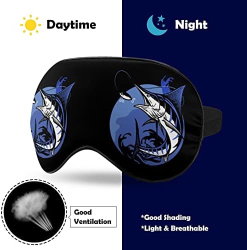 Blue Marlin Fishing Sleep Mask Soft Blindfelas Máscara para os olhos portátil com alça ajustável para