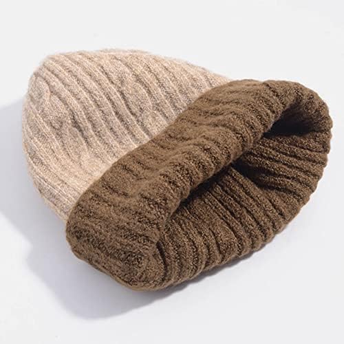 Keusn chapéus para homens homens simples duas cores splicing lã chapéu de lã de outono de outono inverno