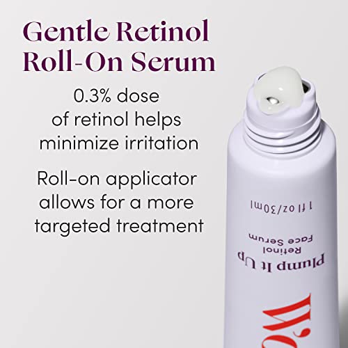 Womaness Gump It Up Retinol Face Serum - Menopausa Suporte a Skincare Roll -On Hyaluronic Acid + Ceramida