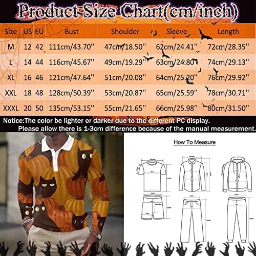 Xxbr halloween camisas de pólo para homens, gráficos engraçados de manga comprida Skeleleton Pumpkin Golf