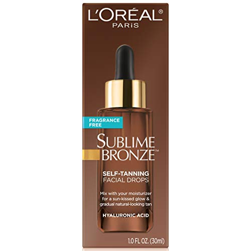L'Oreal Paris Sublime Bronze Self-Bronning Facial Drops com ácido hialurônico, bronzeado gradual, livre
