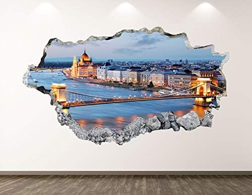 West Mountain Budapest Wall Decalt Art Decor 3D Smashed City Sticker Poster Kids Room Mural Presente Custom
