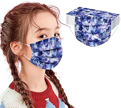 JMetrie máscara facial descartável para crianças, máscara de máscara de estampa de flores Máscara confortável