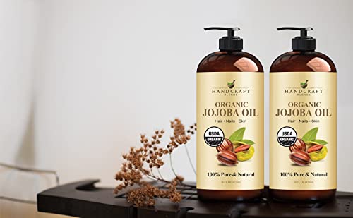 Handcraft USDA Organic Jojoba Oil 16 fl. Oz-óleo jojoba puro e natural para a pele, rosto e cabelo-Óleo