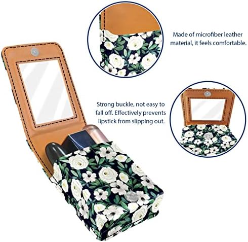 Caixa de batom de Oryuekan com espelho bolsa de maquiagem portátil fofa, bolsa cosmética, pastoreável flor de rosa