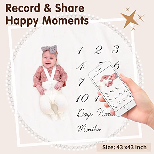 Baby Milestone Monthly Bobet com cartas de marco de dupla face e círculo de anel de anel de tape