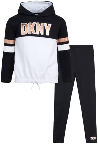 Conjunto de leggings de garotas dkny - 2 peças de lã de lã de lã Sweatshirt e perneiras esticadas