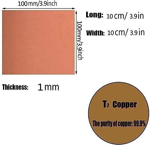 Folha de cobre Nianxinn Folha de cobre Metal 4x4 polegadas para artesanato repara espessura elétrica de esmalte