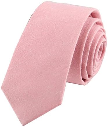 Secdtie masculino magro de amarração causal linho de cor sólida estreita gravata cortada