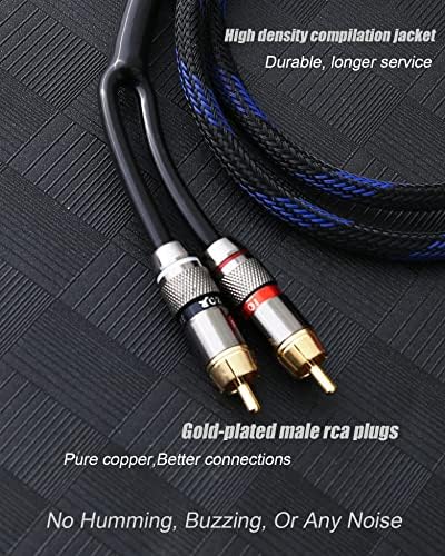 Jorzor Audiophile HiFi OFC Cable Audio 3,5mm Male a 2 RCA Male Audio Cable para conectar um smartphone,