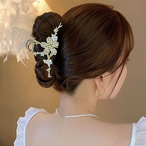 Bybycd Pearl Hair Garra Stromestone Clipe de cabelo Flor Metal Clip Headwear Acessórios para cabelos femininos