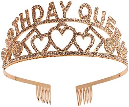 Frazinha de aniversário e ouro queen shinestone tiara kit, decorações de festas de aniversário para mulheres,