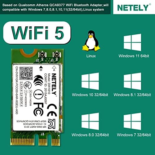 Netely IEEE 802.11ac WiFi 5 NGFF M2 Interface 600Mbps Adaptador de Wi-Fi de banda dupla para laptop-NGFF M2 Wi-Fi