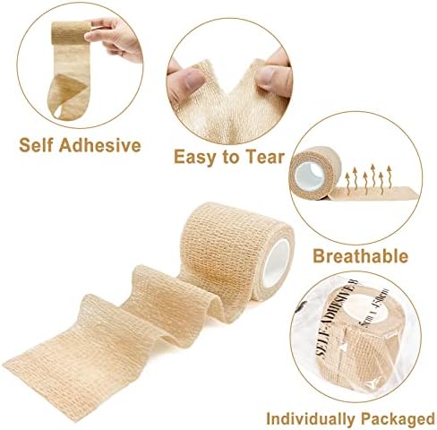 Wrap de bandagem autônoma [12 pacote de 2 polegadas x 5 jardas] Primeiros socorros, embrulhado médico, bandagem