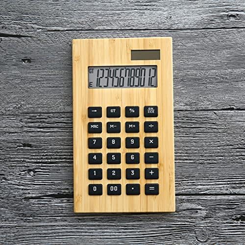 Calculadora solar de ganfanren Display de 12 dígitos Bambu de tela grande e calculadora de madeira