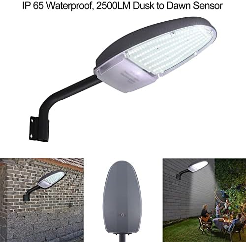 Luz de rua LED ao ar livre 2500lm Dusk to Dawn Sensor Iluminação de Segurança à prova d'água