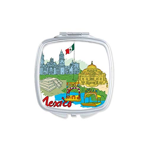 México Cultura Bandeira Famosa Famosa Pontos Turísticos Graffiti Espelho Portátil Compact Pocket Makeup Double