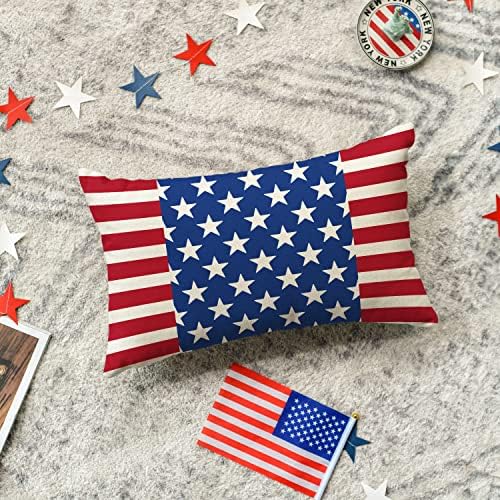 Avoin Colorlife Stars and Stripes 4 de julho Tampa de travesseiro, 12 x 20 polegadas bandeira dos EUA Independence