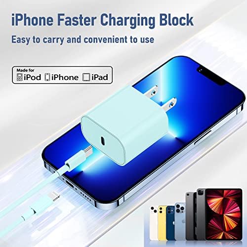 iPhone Fast Charger, MFI e ETL Certificado 2Pack 20W IPhone Fast Charger com Cabo USB C para Lightning 6 pés,