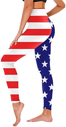 Miashui Yoga Pants Pack Day Independence for Women American 4 de julho Imprimir leggings Hight Wight calça