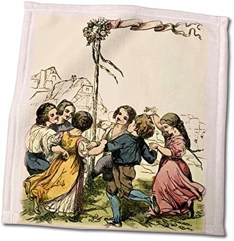3drose Florene Childrens Art - Crianças vitorianas dançam em torno de Maypole - toalhas