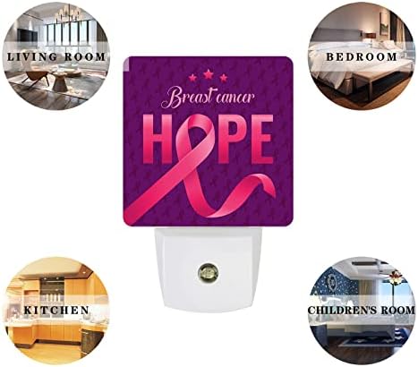 Luz noturna para crianças, Fibbons rosa da conscientização do câncer de mama Purple Hope Led Night