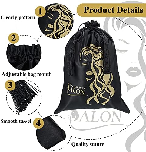 Riakrum 6 pedaços de sacos de peruca acetina sacos de embalagem de cetim para perucas bolsas de seda macias