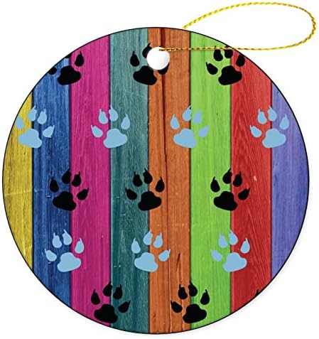 Pata de cão cerâmica Imprime madeira rústica velha 27 Decorações de árvores de Natal, Decorações