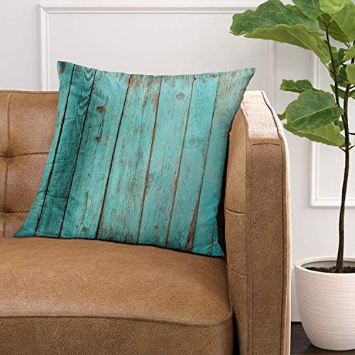 Emvency Decorative Decorative Pillow Capa Tamanho quadrado de 20x20 polegadas Turquesa de madeira azul