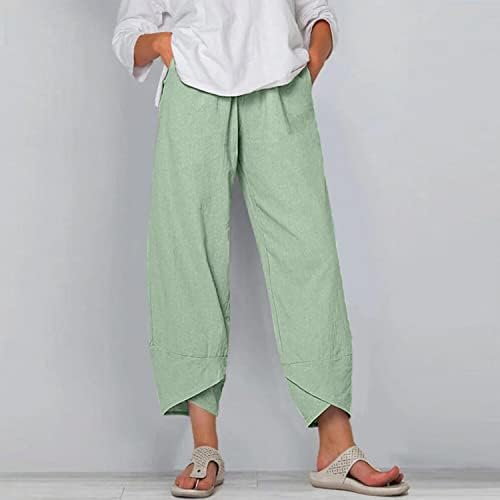 Calça de verão AAYOMET para mulheres, férias de férias de férias Capri Capri Moda calça de perna larga de